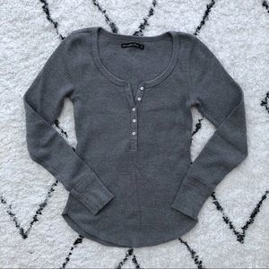Abercrombie waffle slim-for knit henley in grey
